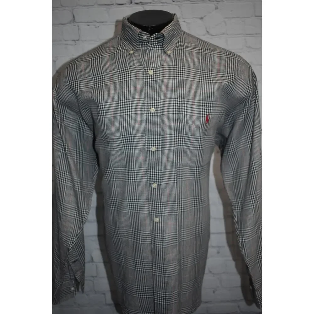 Vintage Polo Ralph Lauren Dress Shirt Men Size Large Glen Prince of Whales Check - Picture 7 of 9